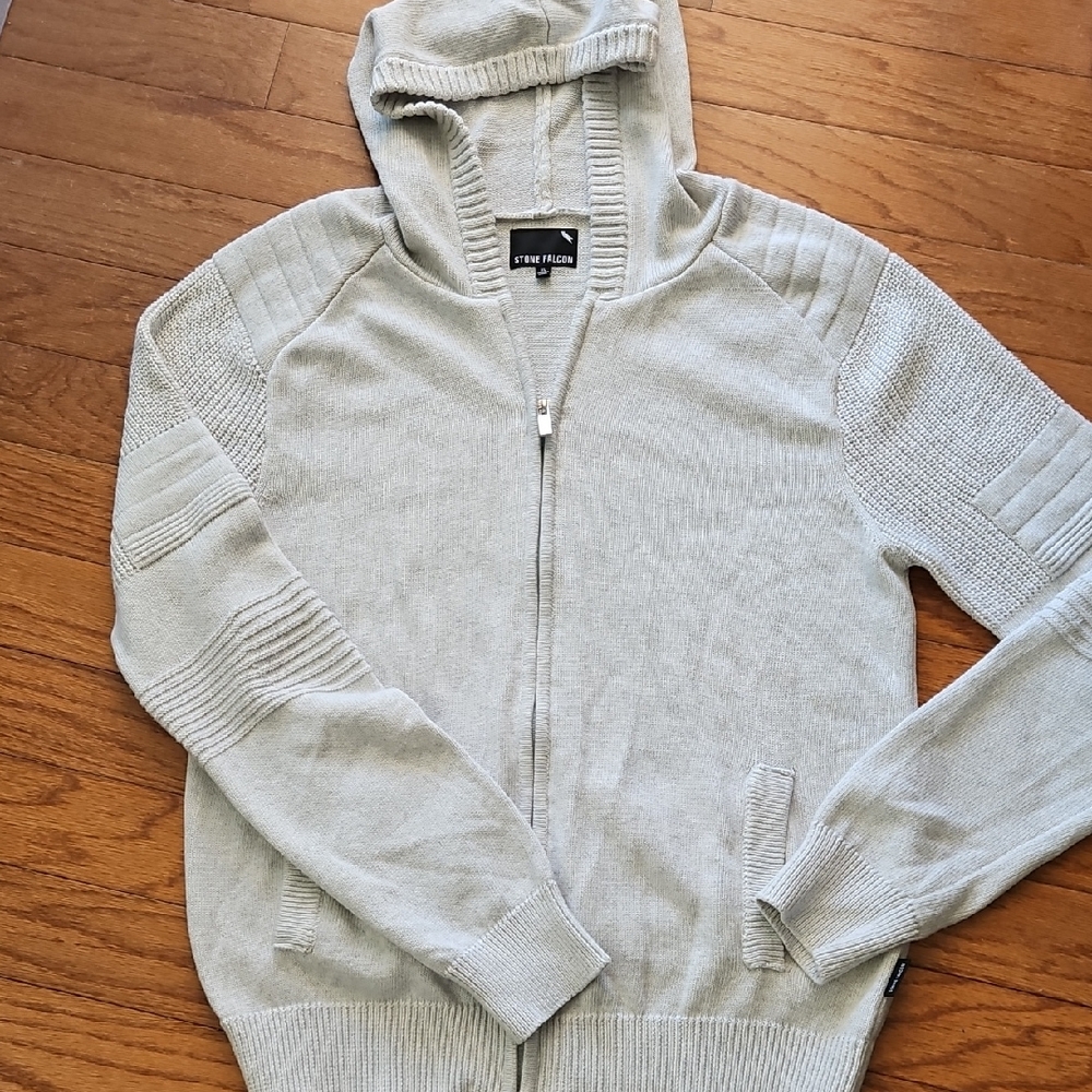 STONE FALCON MENS FULL ZIP COTTON KNIT SWEATER (New $79) Sz XL